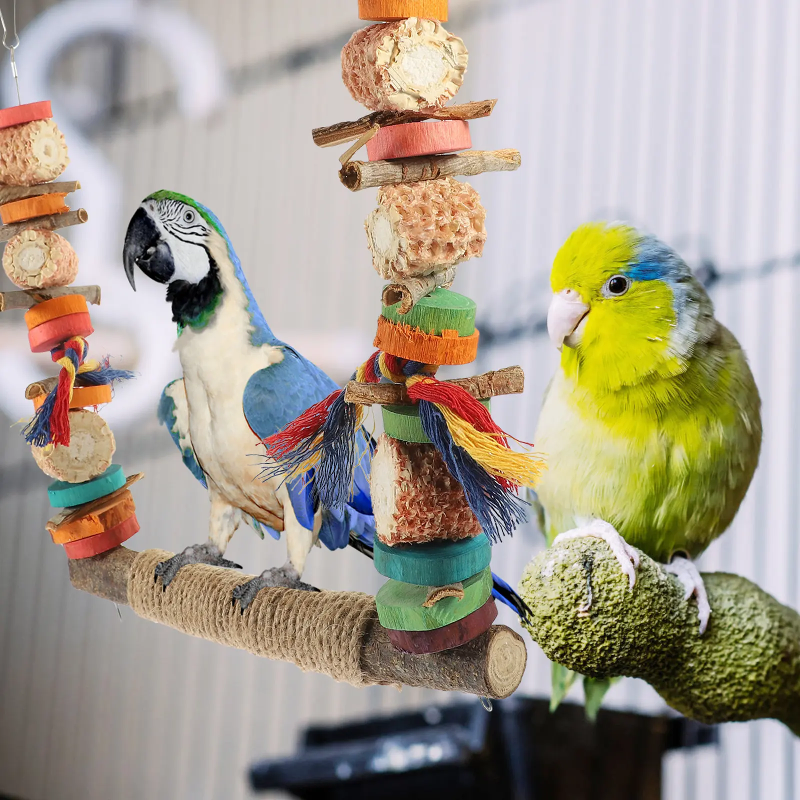 Parrot Perch Rod Wooden Cage Stand Hanging Swing -Resisting Bird Accessory Compact Daily Use for Cockatiels
