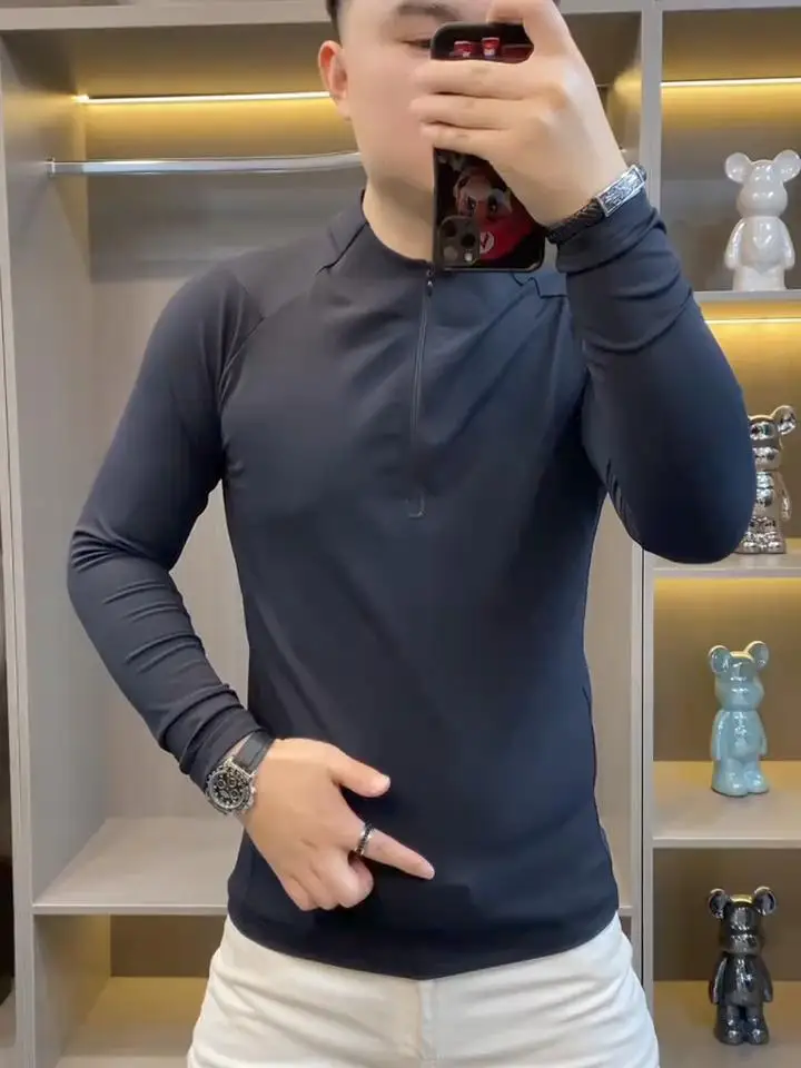 

Удобная мужская футболка с молнией, повседневная, модная, новинка, весна-осень-зима, высокое качество, универсальная