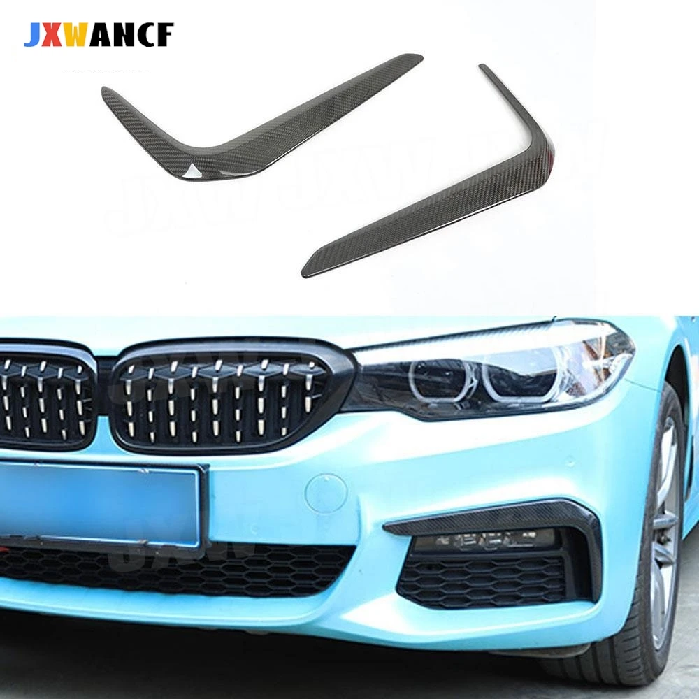 

JXWANCF 2PCS Carbon Fiber Front Bumper FogLamp Eyelids Canards Trim Covers For BMW 5 Series G30 G31 G38 M Sport 2017-2019