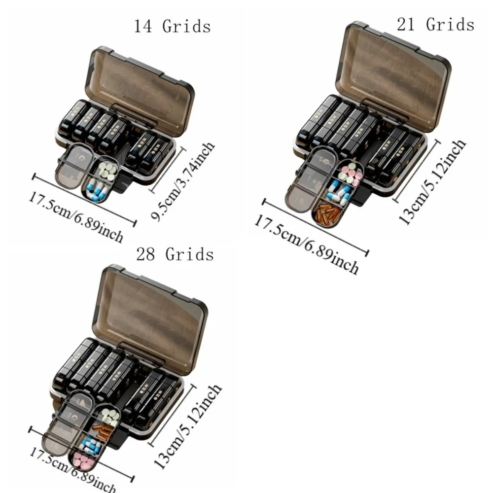 Portable Medicine Box Seven Days Japanese-style Medicine Dispenser Reminder Function Plastic Weekly Pill Organizer Travel Use