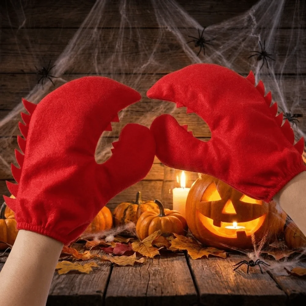 Cute Cartoon Crab Pliers Gloves Funny Polyester Dress Up Mitten Creative Halloween Mitt Stage Performance