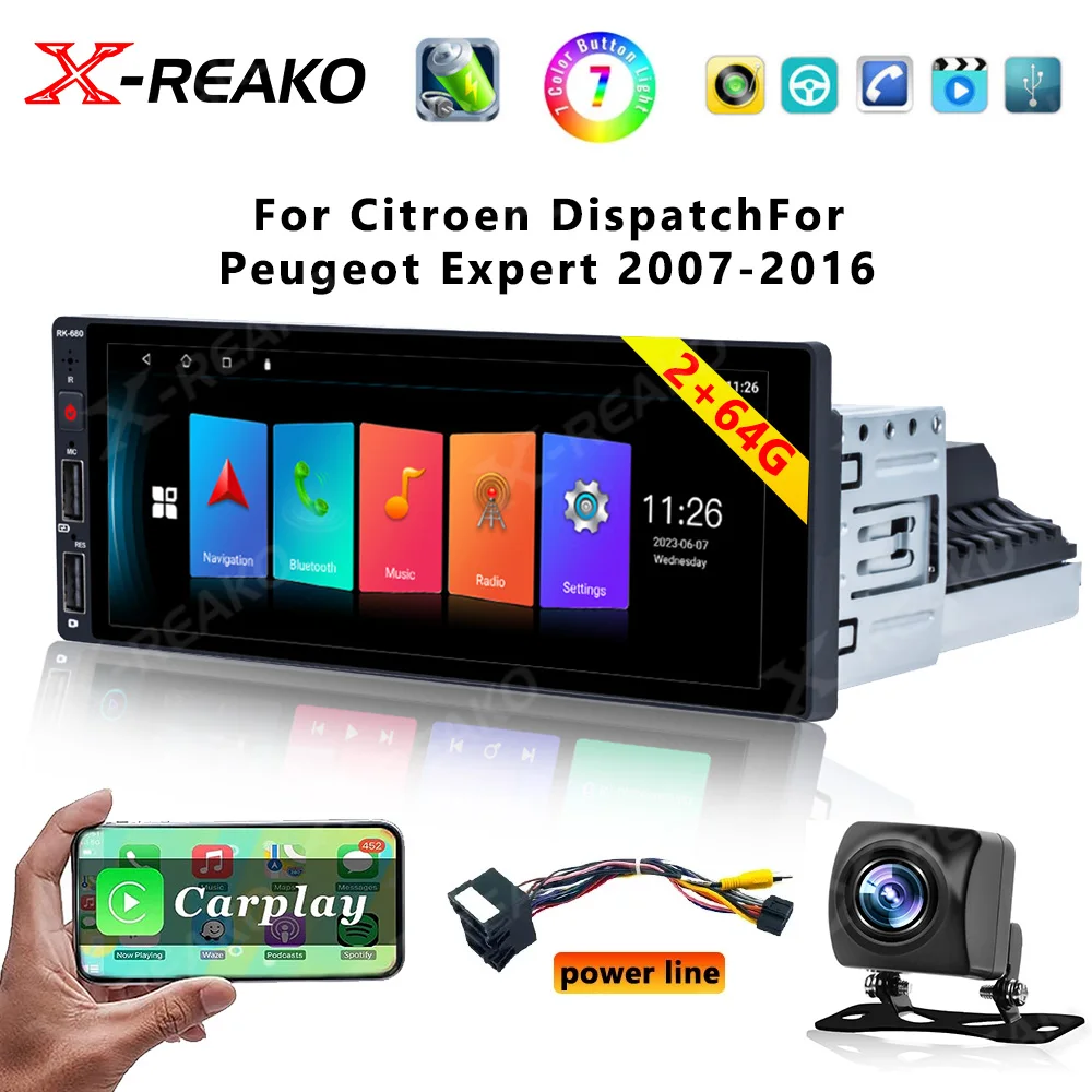 

X-REAKO 1din Android 12 Car Multimedia for Citroen C5 2005-2010 1 Din Radio Stereo Head Unit Carplay Screen Autoradio GPS Auto