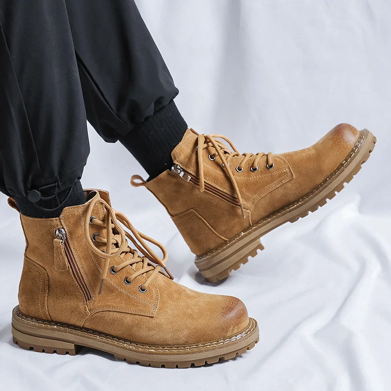 

2025 Autumn Men Ankle Boots Dress Genuine LeatherShoes Outdoor Tooling Vintage British Motorcycle Boots Safety Shoe