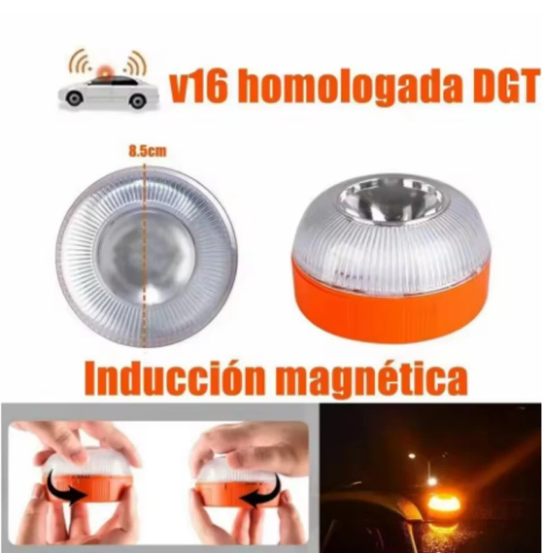 Car Emergency Beacon Light USB Rechargeable V16 Magnetic Induction Strobe Flashing Warning Light Help Flash Safety Signal Lamp