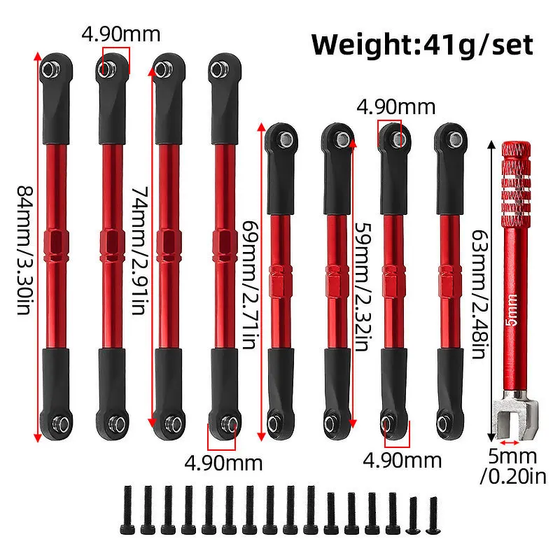 7075 Metal Tie Rods Connecting Rods for TRAXXAS 1/16 SUMMIT E-Revo Replacement Parts D375