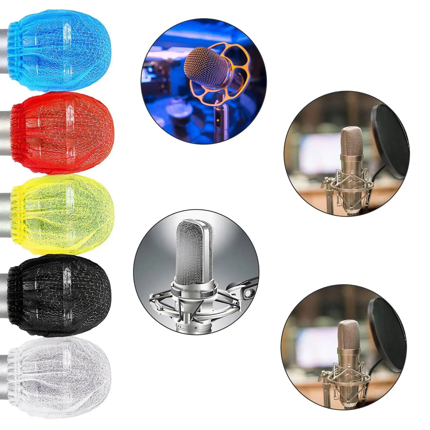 ●200Pcs Disposable Microphone Cover,Handheld Microphone Windscreen For KTV Recording Studio Karaoke(Mixed Colors)