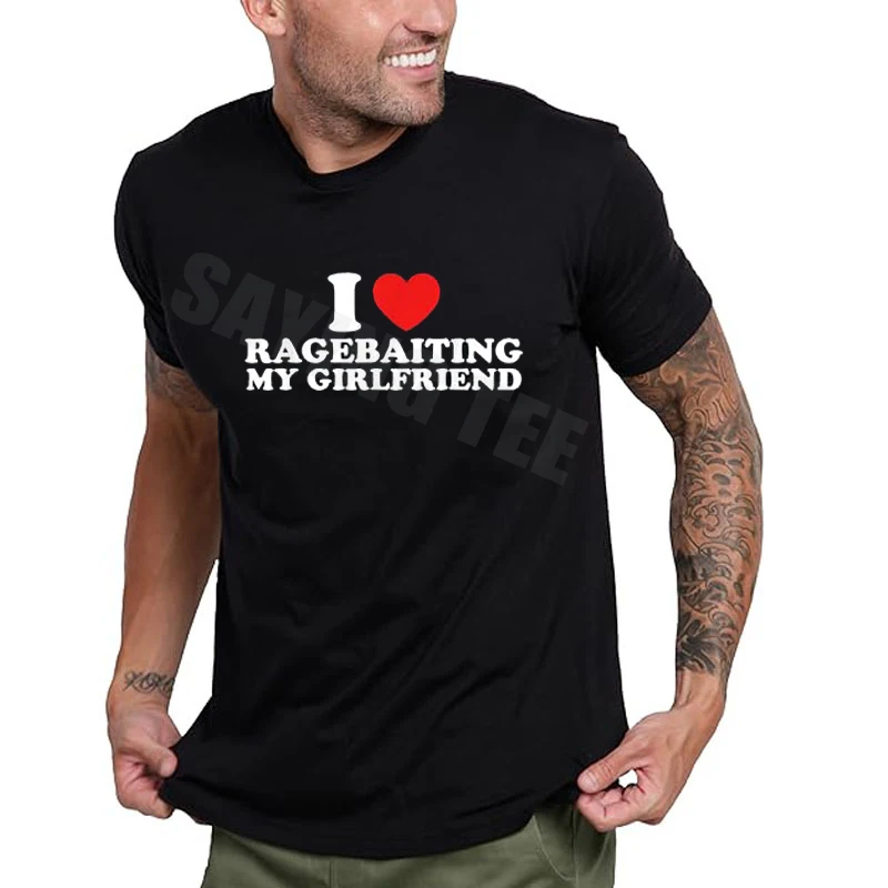 T-Shirt mit lustigem Zitat „I Love Ragebaiting My Girlfriend“ im Y2k-Stil für Herren, modischer Humor, mit Buchstaben bedruckt, T-Shirt mit Spruch, Geschenk für Freundchen, Neuheit – Detail 6