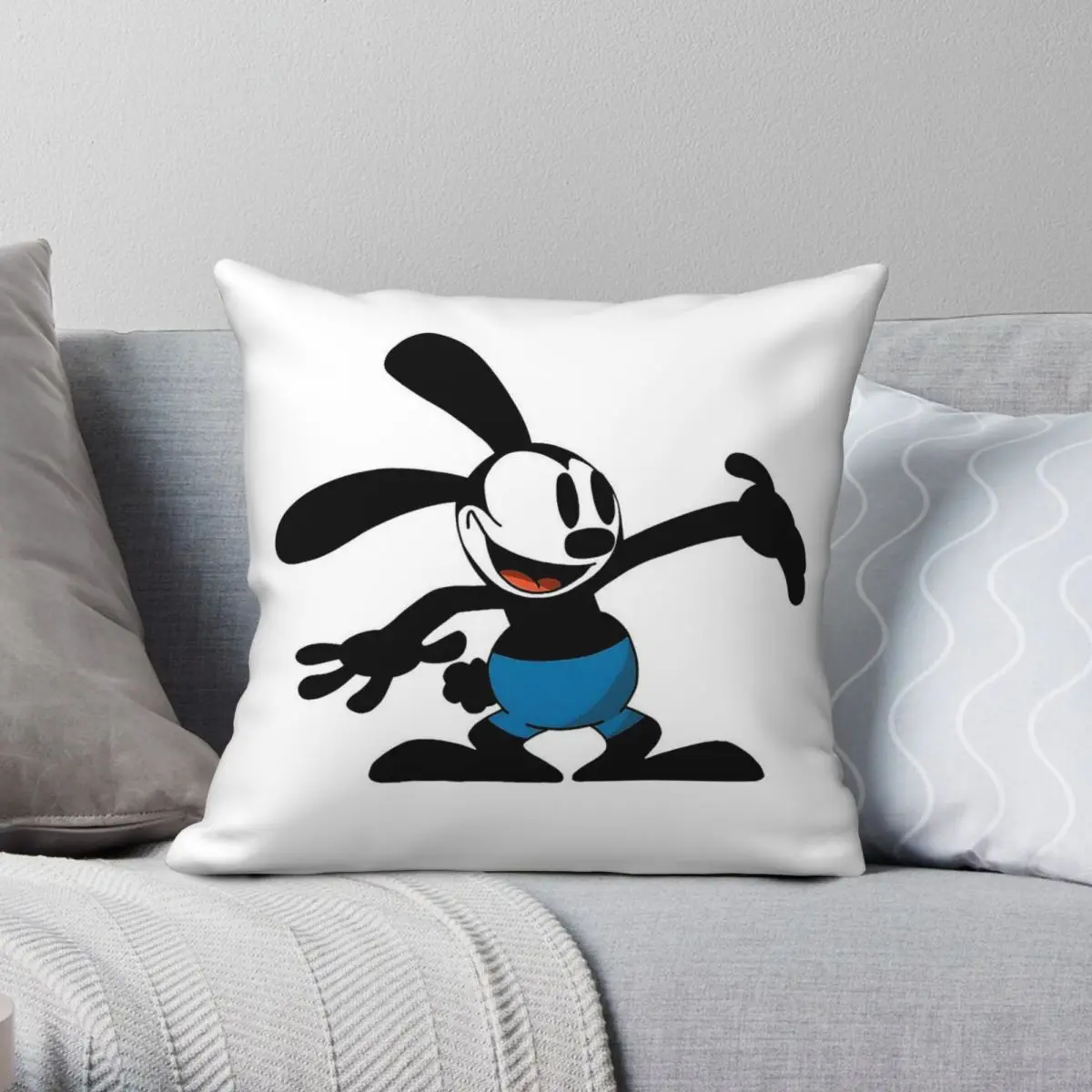 

Квадратная наволочка Oswald The Lucky Rabbit, полиэстер, лен, бархатный узор, декор на молнии, наволочка, чехол для диванной подушки 18 дюймов