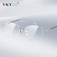VICKY, nuevas gafas simples de mariposa ultraligeras de titanio puro sin montura, gafas antiluz azul, prescripción personalizable