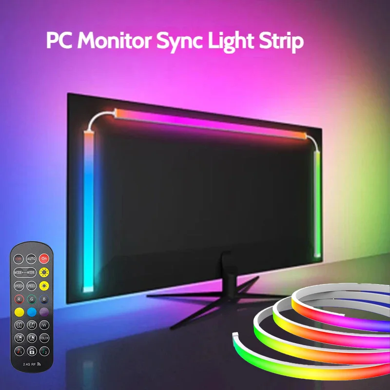 24-34inch Monitor LED RGBIC Gaming Neon Backlight Sync with App USB Powered 5V LED Light for PC Sync Music Lighting for Computer