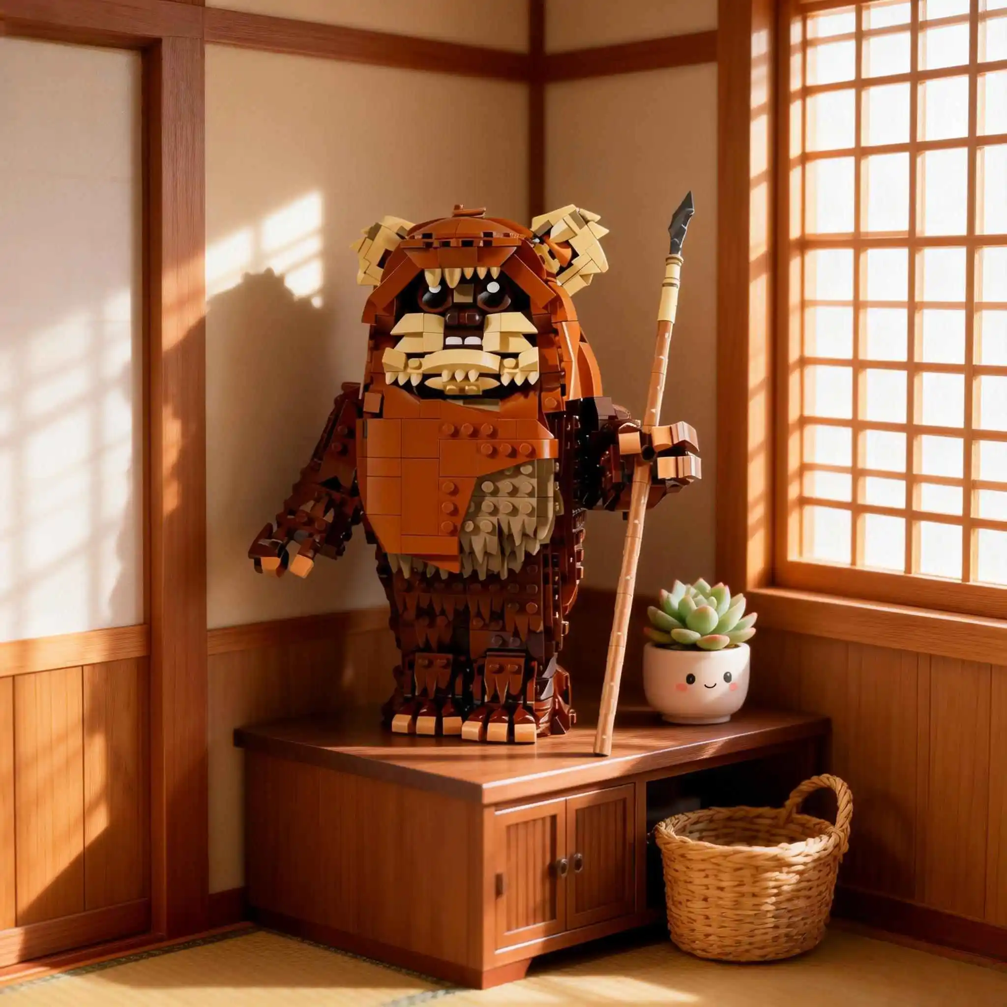 2026 new MOC home decoration brown cute model building brick model children's set building block brick educational toy adult chi