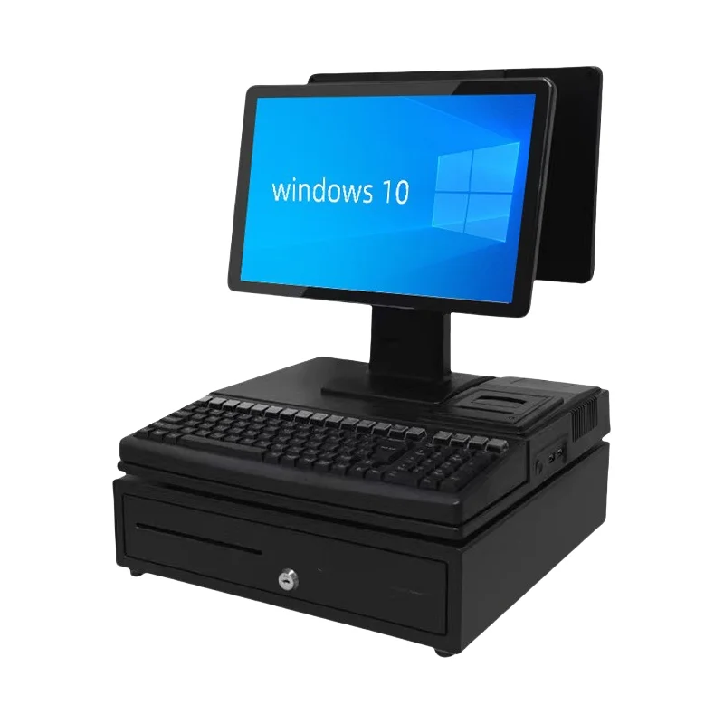 15.6-Inch Dual-Screen POS Terminal Intel I3/I5/J4125/J6412 Window 10 All-In-One Retail Cash Register Printer 1920*1080