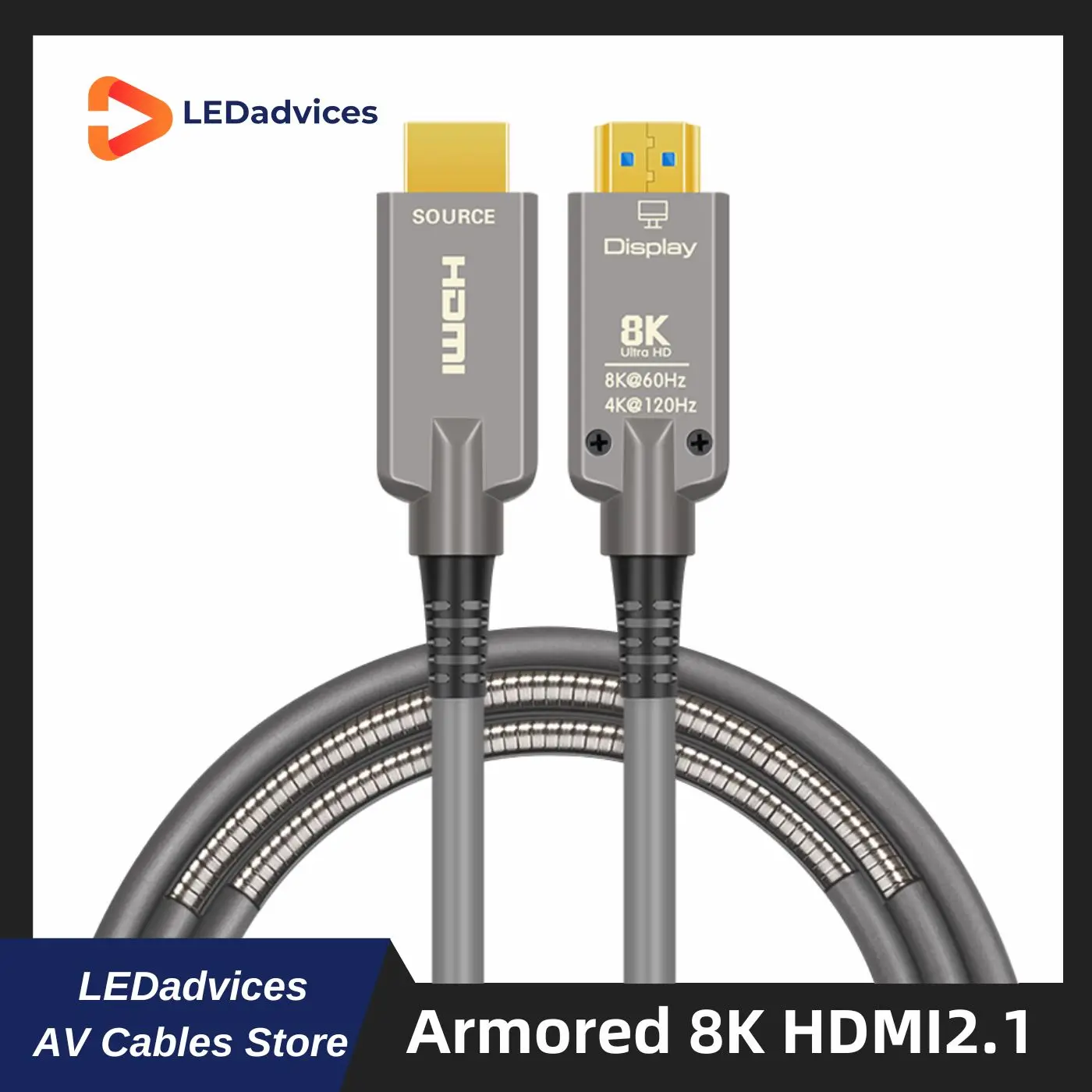 

3m 5m 10m Armored 8K HDMI2.1 Cable AOC 8K/60Hz 4K/120Hz for Xiaomi Mi Box PS5 HDR 48Gbps LED Screen Camera HDTV Cables