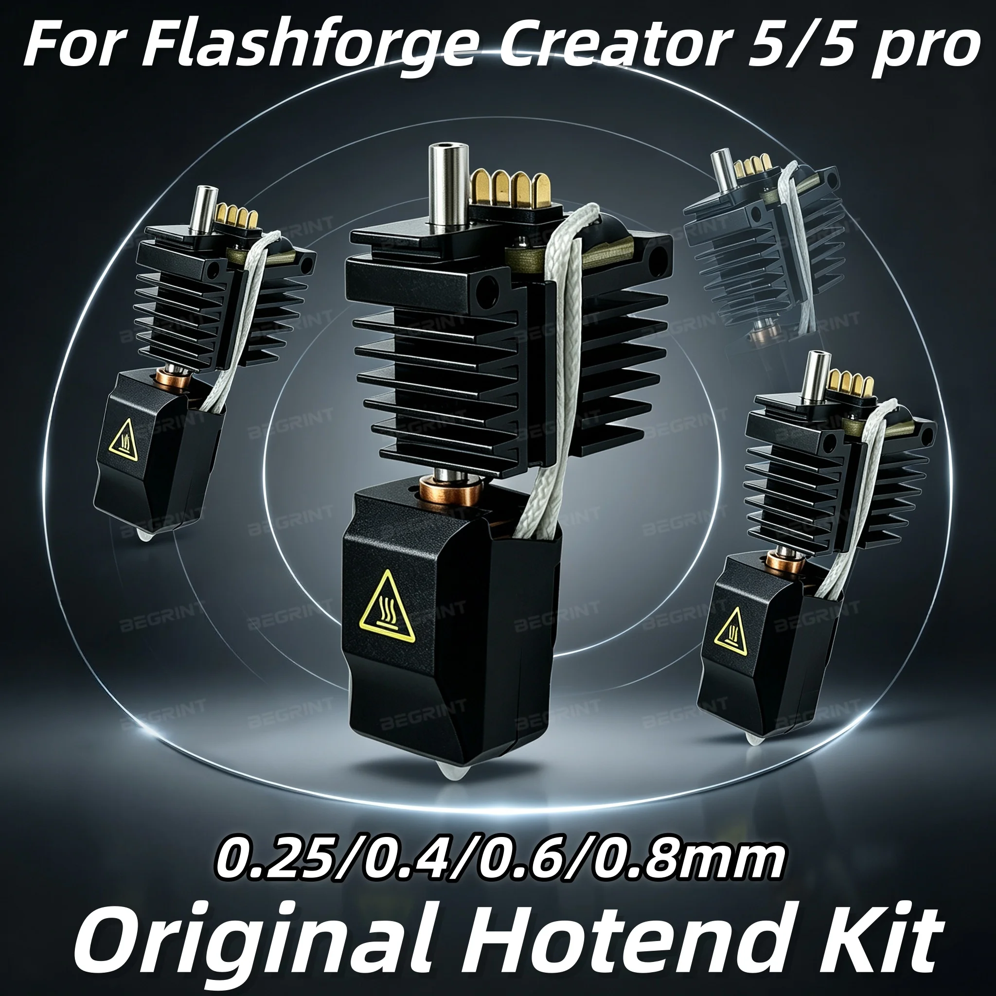 For Flashforge Creator 5/5 pro Extruder Original Hotend Kit Nozzle Assembly 0.25/0.4/0.6/0.8mm Replacement Parts