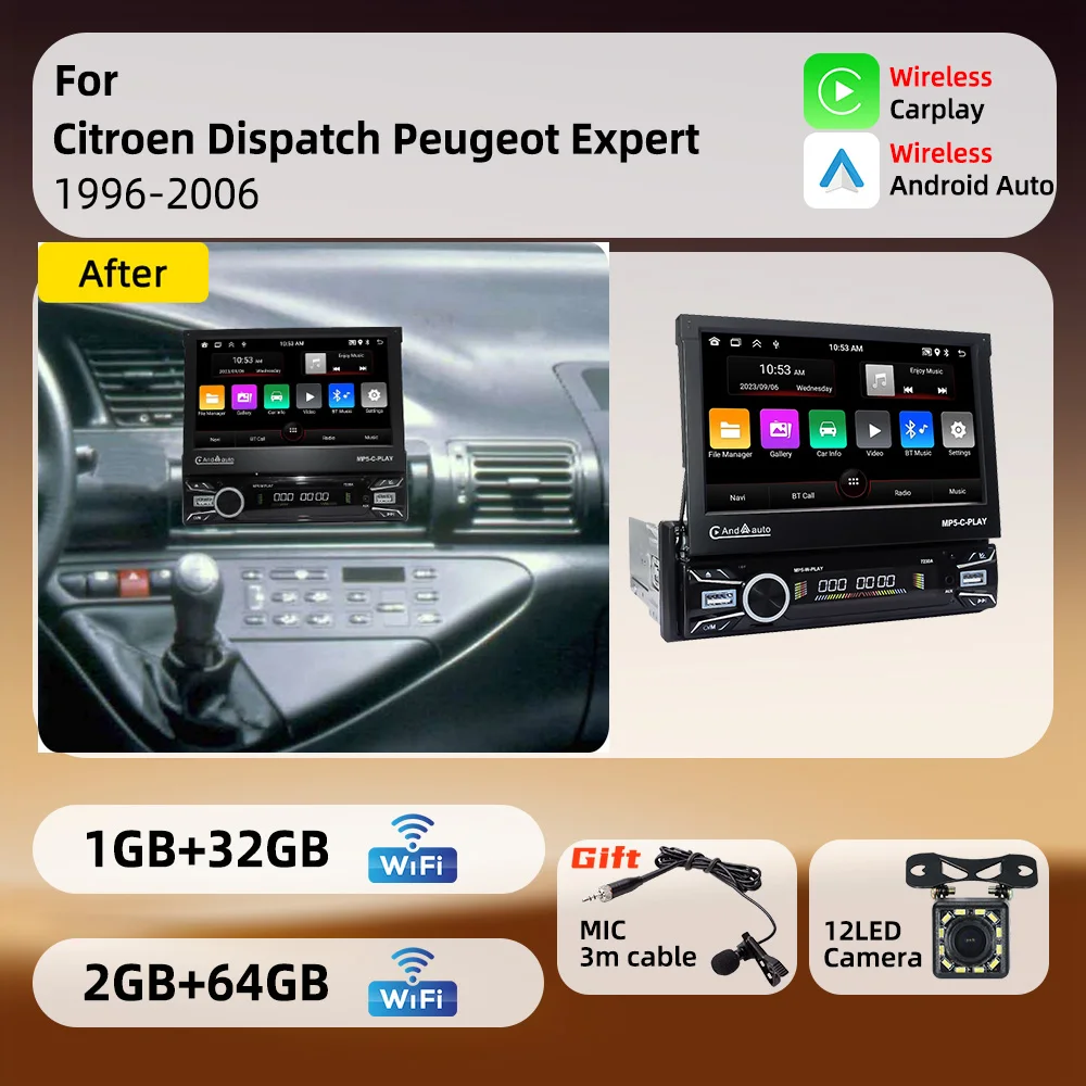 For Citroen Dispatch Peugeot Expert 1996-2006 Android 1Din Stereo 7