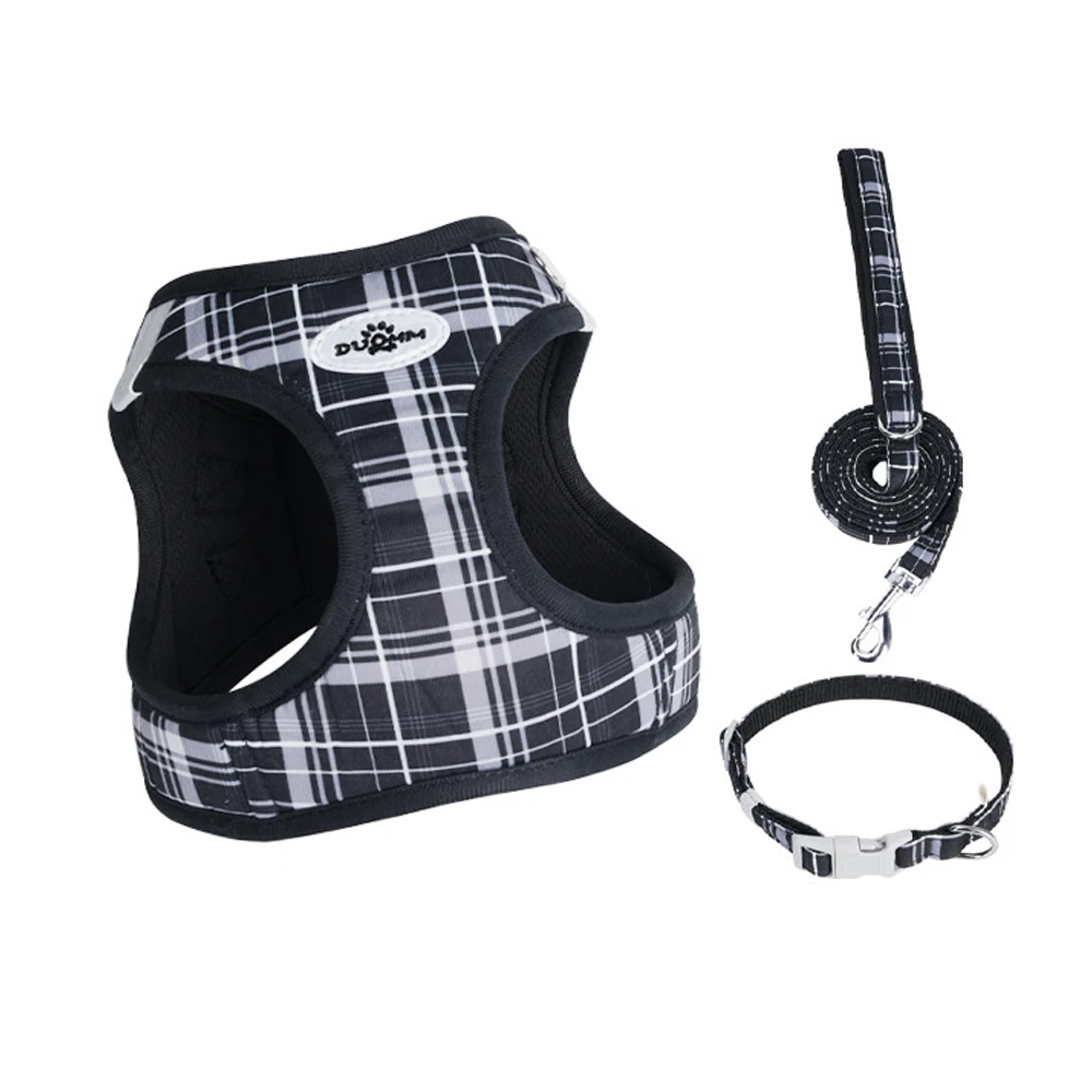 Adjustable Plaid Pet Leash And Collar Set For Cats And Dogs_voghion.com