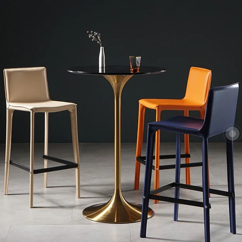 Silla de Bar de Oficina, Diseño Moderno, Minimalista, Elegante, Silla de Bar Vintage para Exteriores, Respaldo de Cuero, Taburete de Bar, Muebles de Cocina