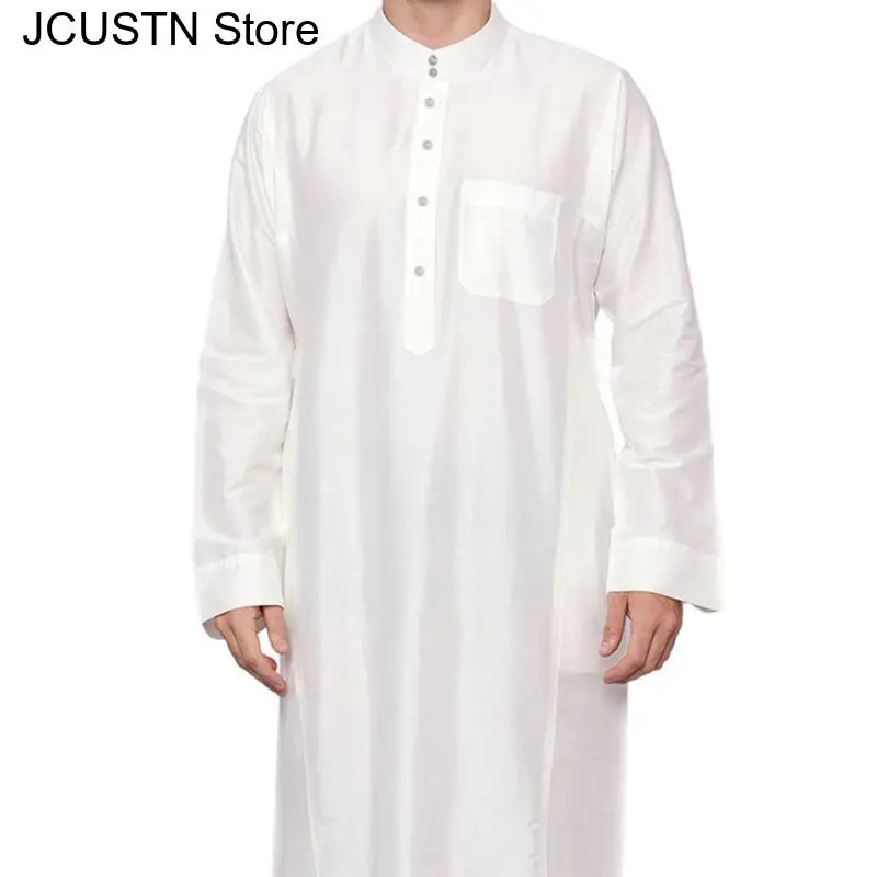 Abbigliamento islamico Uomo Lunghezza Manica lunga Allentato Uomo musulmano Arabia Saudita Pakistan Kurta Costumi musulmani Abito musulmano Caftano Thobe