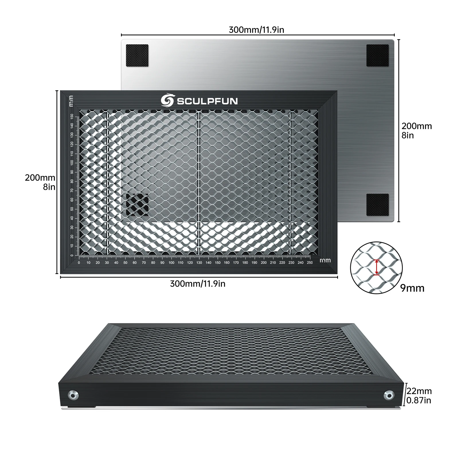 SCULPFUN Laser Engraver Honeycomb Working Table Steel Panel Board Platform for Diode Laser Machine Clean Cutting Work 300x200mm