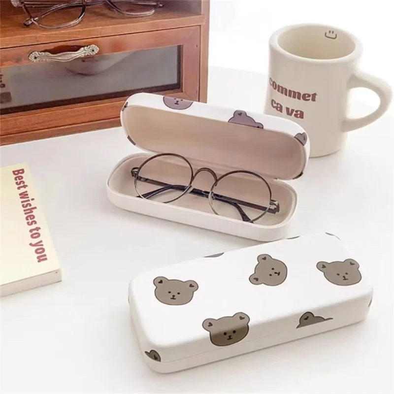 Portable Fold-able PU Glasses Case Cute Sunglasses Myopia Glasses Storage Box Travel Student Simple Sunglasses Box Storage Box