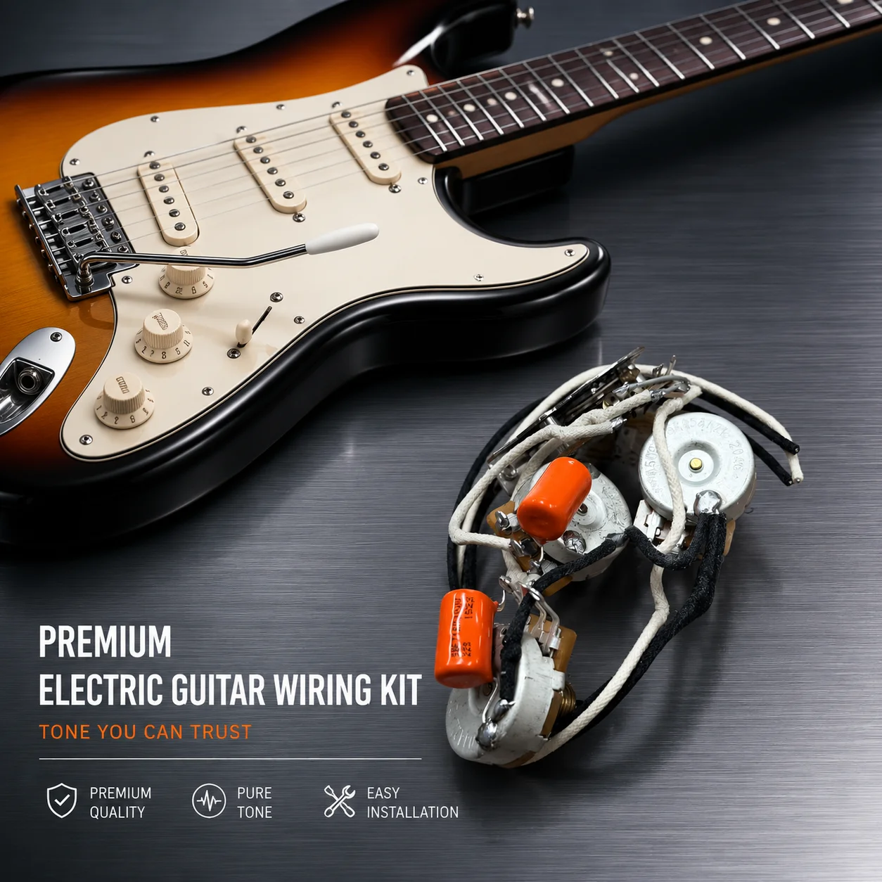 ST Strat Pre‑wired Guitar Wiring Harness With Tone Capacitors & Output Jack For Vintage‑Style Bridge Upgrade Replacement Parts view 4