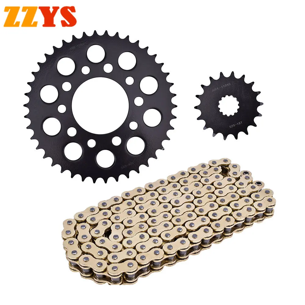 

525HO Ring 800cc Motorcycle Golden Chain 525 18T 42T Front Rear Sprocket Gear Wheel For Triumph 800 America 2003 2004 2005 2006