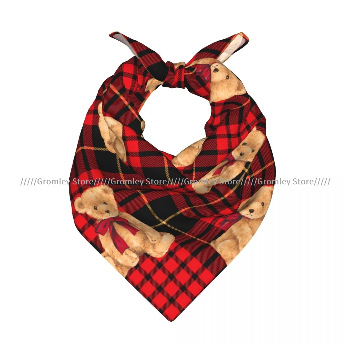 

Funny Bear On Plaid Square Scarf Soft Breathable Daily Kerchief