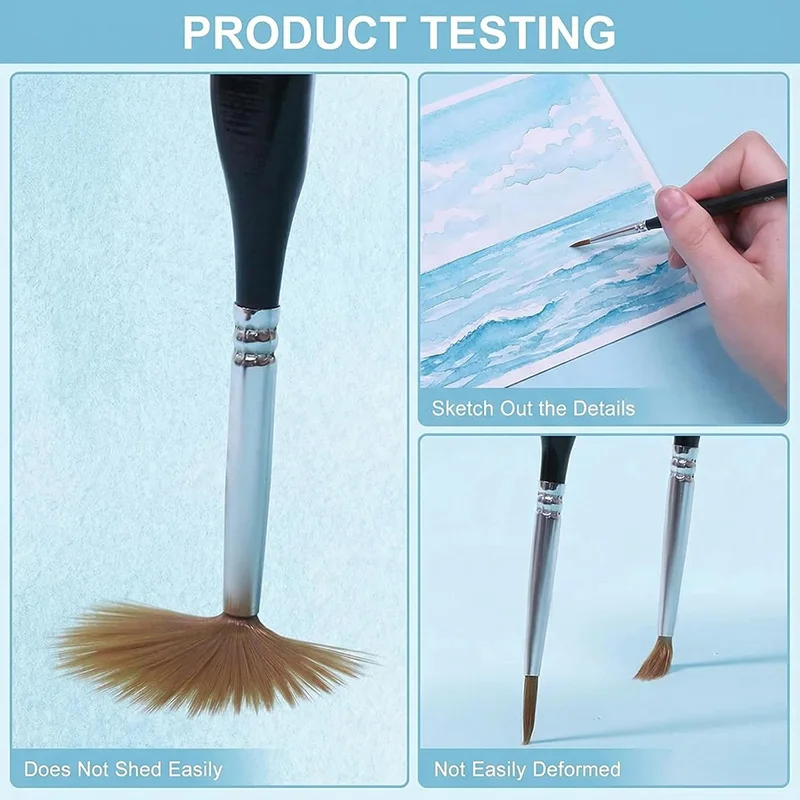 10Pcs Detail Paint Brushs Miniature Painting Brushes with Triangular Handles Mini Paints Brush for Acrylic Watercolor Face Nail