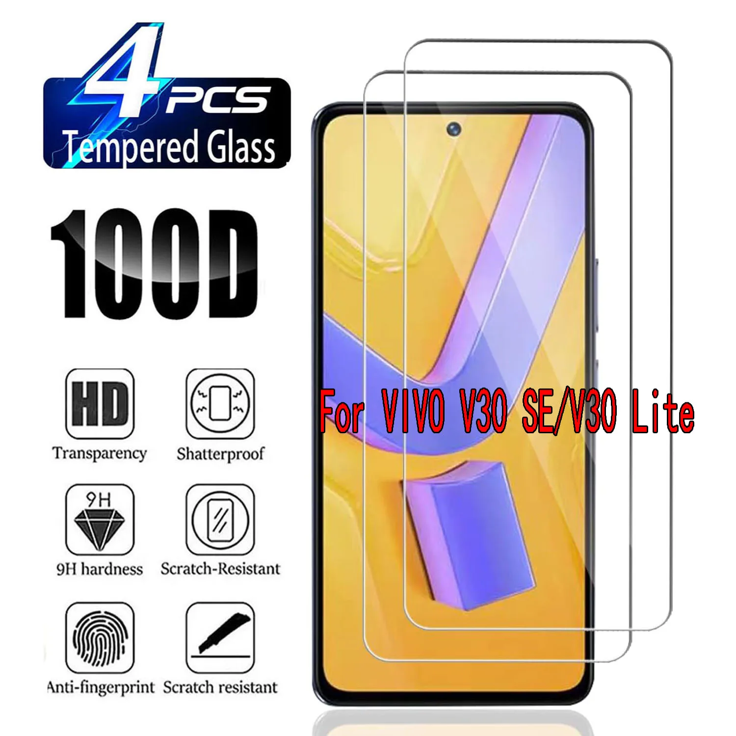 

HD Clear Full Cover Screen Protector Film for Vivo V30 SE V30 Lite - Anti-Scratch Shockproof Transparent Guard