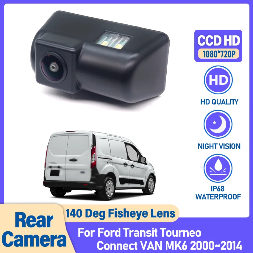 HD 1080P 140° FishEye Vehicle Rear View Camera For Ford Transit MK6 MK7 2000~2013 Tourneo 2008~2014 Night Vision Backup CAM