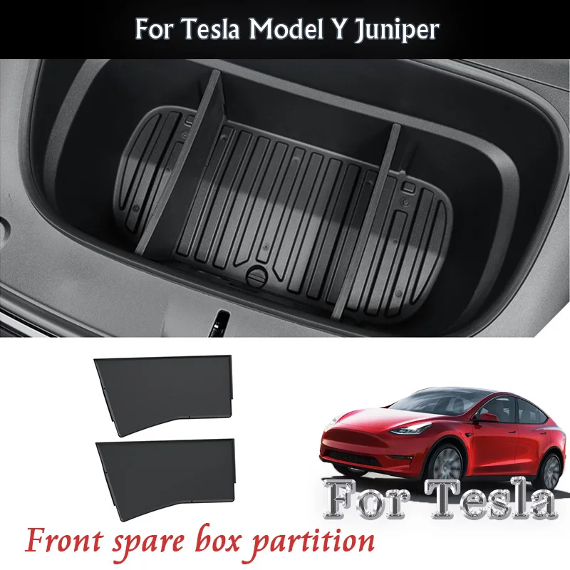 

For Tesla Model Y Juniper 2025 Car Front Trunk Front spare box partition storage Organizer Accessories Kit Interior modification
