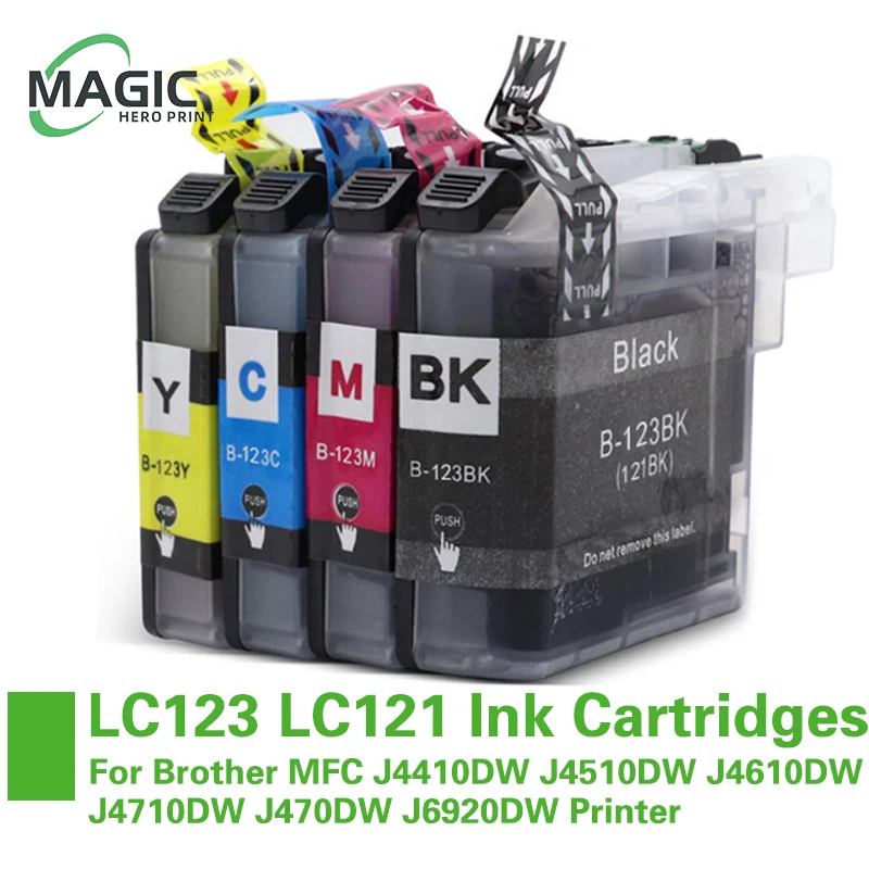 Cartucho de tinta LC123 LC121 LC123 XL LC123XL Compatible con impresora Brother MFC-J4410DW J4510DW J4610DW J4710DW J470DW J6920DW