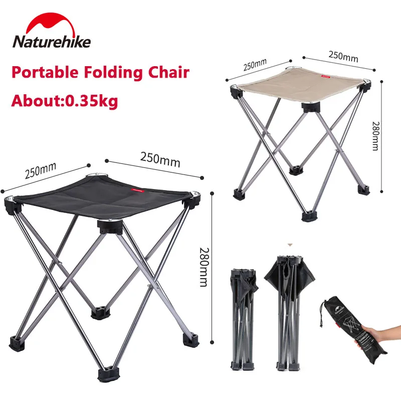 Naturehike Ultralekkie przenośne krzesło wędkarskie ze stopu aluminium Składana ławka na zewnątrz Stołek piknikowy 900D Oxford Cloth Camping Supplie