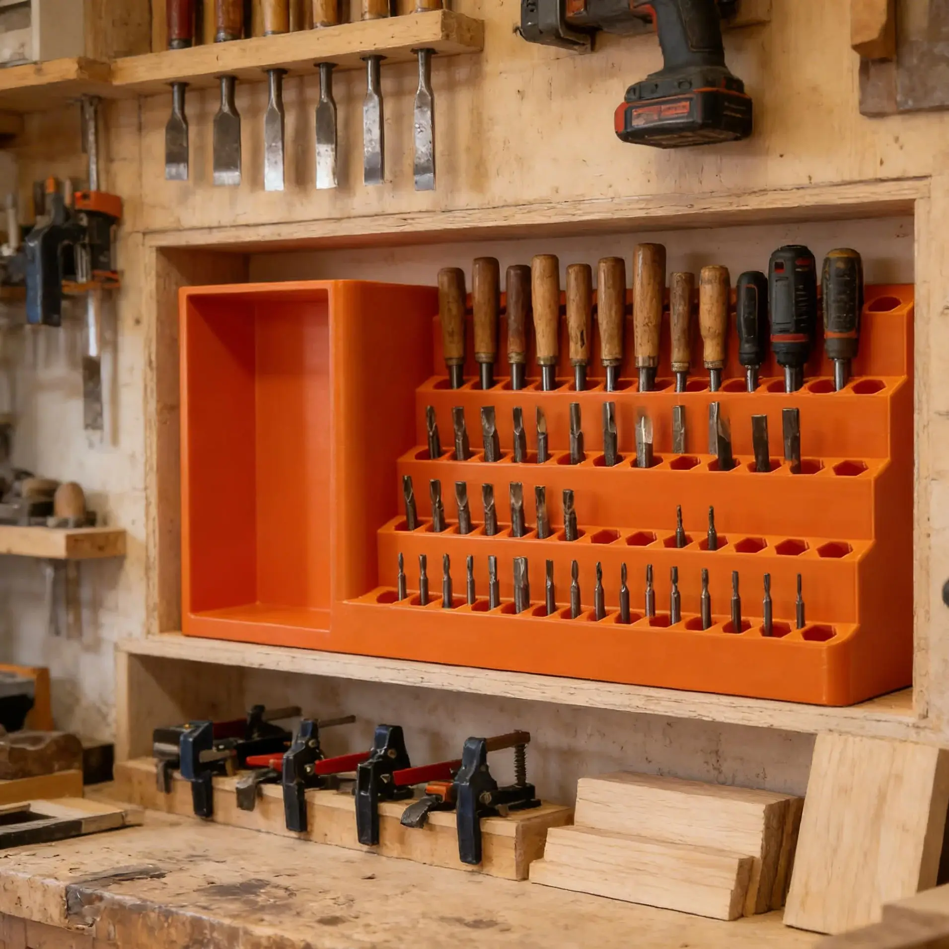 Exquisite PETG Screwdriver Head Storage Box with Hole Plate Support Craftsmanship Screwdriver Case for Tool Organization