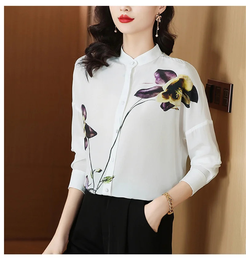 FANIECES S-3XL blusas Fashion Elegant Floral Printed Female Blouse Spring Women\'s Clothing Korean Casual Long Sleeve Shirt 6806