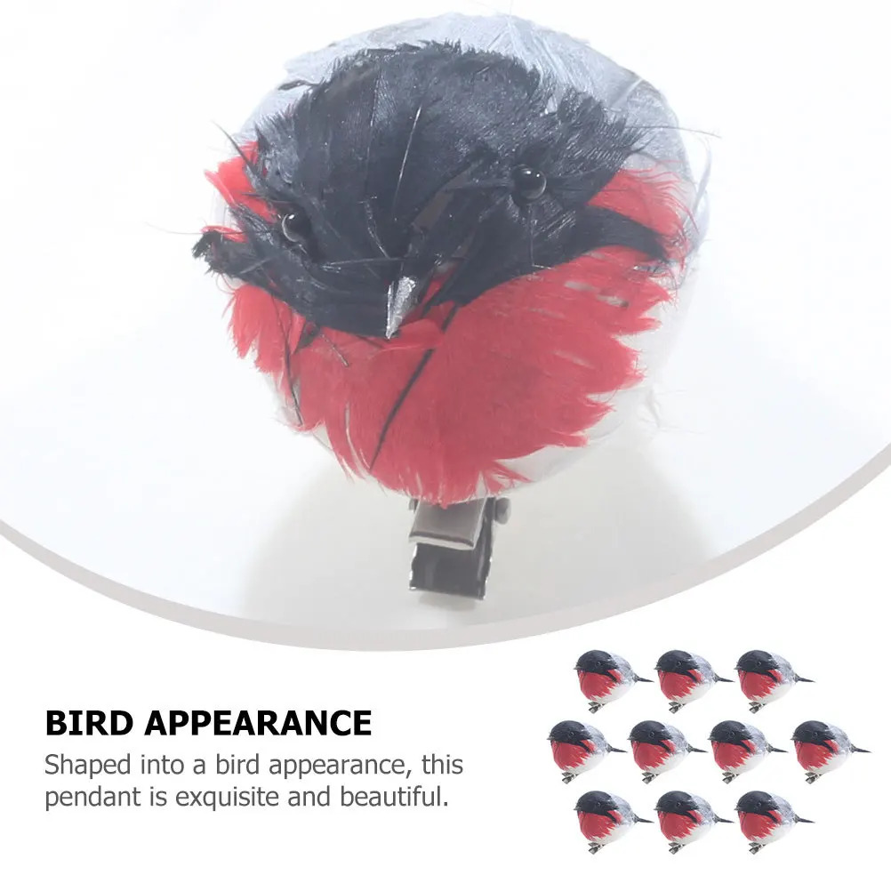 

10Pcs Xmas Bird Ornament Clip Hanging Festival Pendant Decorative Craft Xmas Tree Decor Lovely Bird Shaped Party Accessory