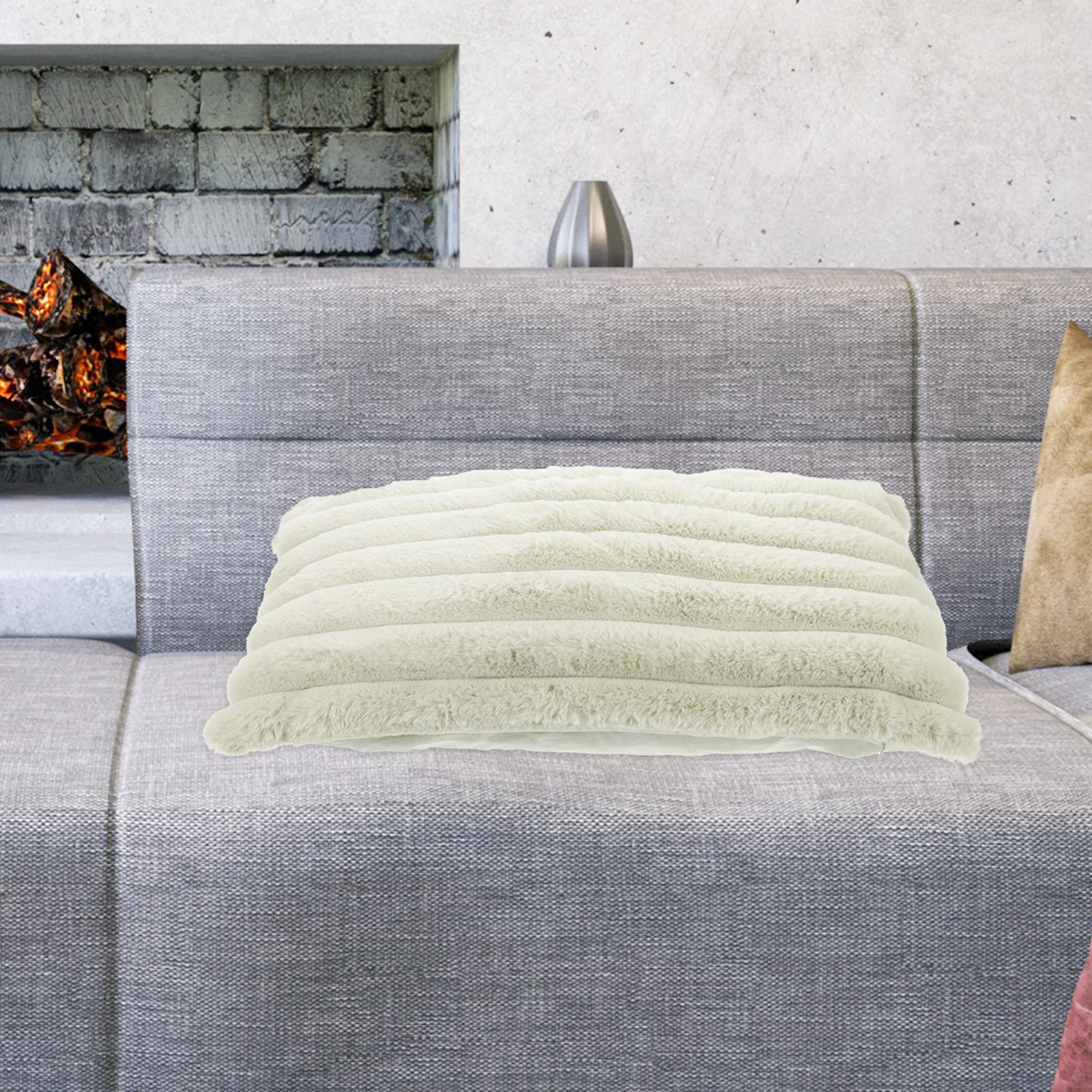 

Faux Rabbit Hair Pillowcase Soft Cushion Cover for Home Sofa Coffee Shop Library Multipurpose Pillow Cover