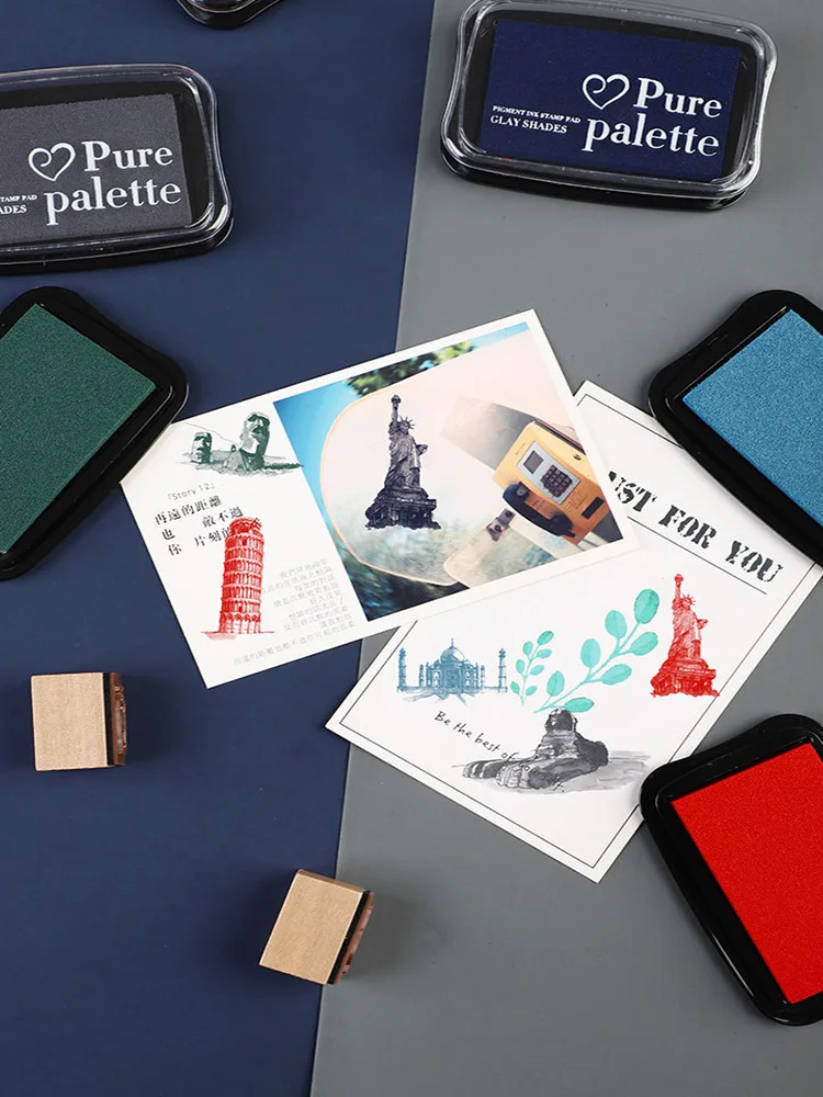 5 PEÇAS - Almofada de Tinta Retrô Colorida à Base de Água com Design Côncavo para Pintura a Dedo DIY, Complemento para Selos e Diários de Estudantes