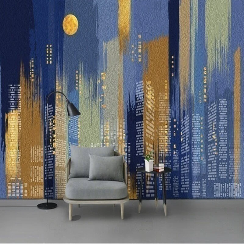 

Customized Wall Mural Modern Minimalist Watercolor Graffiti Building Pattern Background Wallpaper for Living Room Bedroom Decor