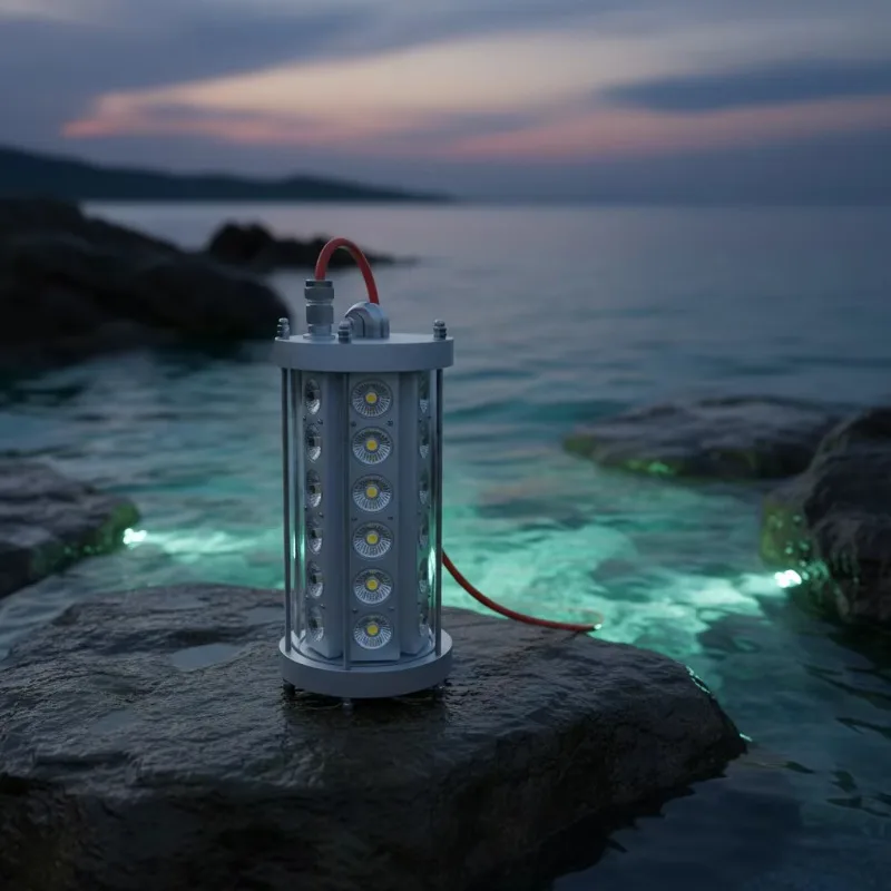 500W grade 12V/24V underwater LED fishing light, with green light, lighting distance 1-100M, rechargeable