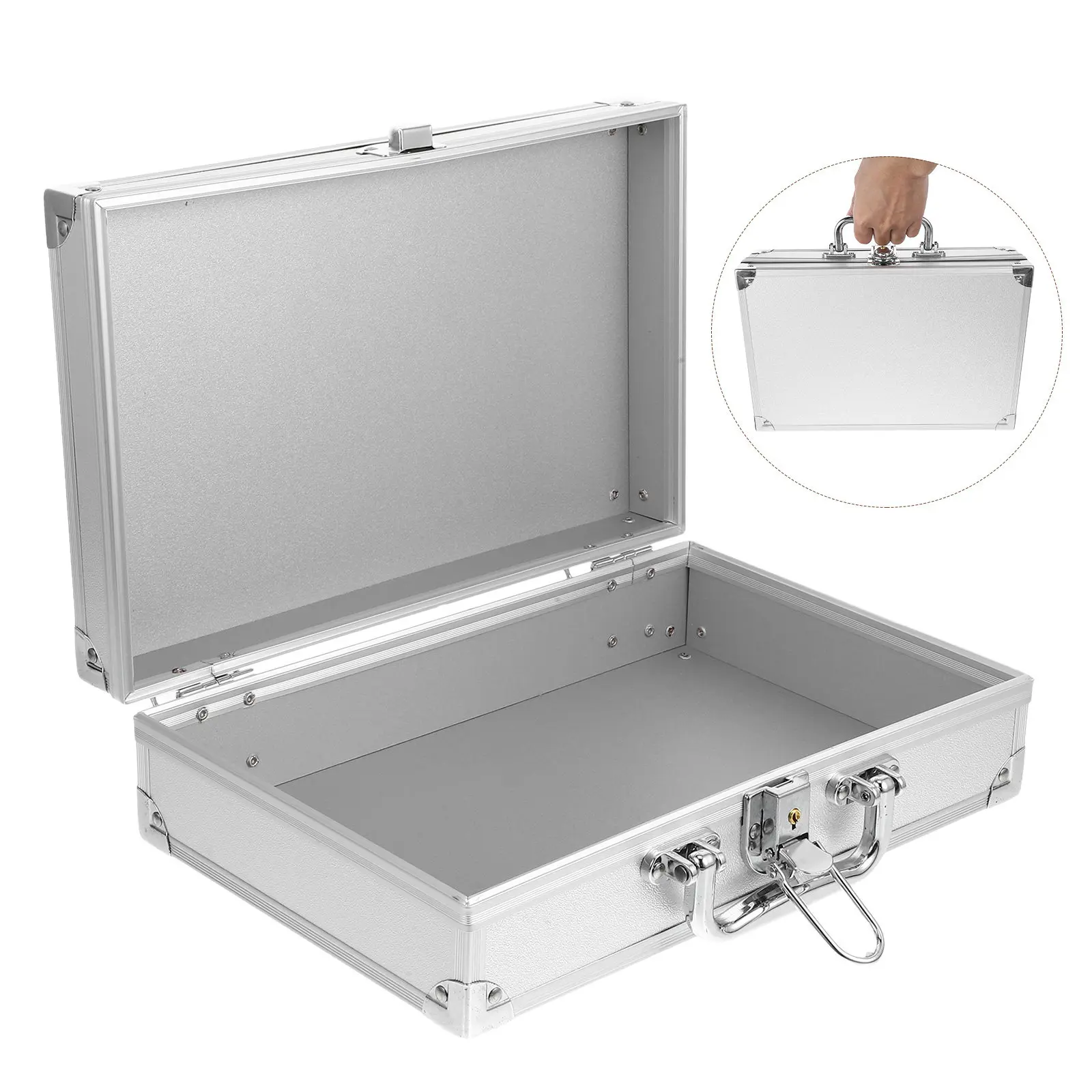 Aluminum Alloy Toolbox Mini Briefcase Lockable Emergency Laptop Carrying Case Travel Organizer Tools Storage Box