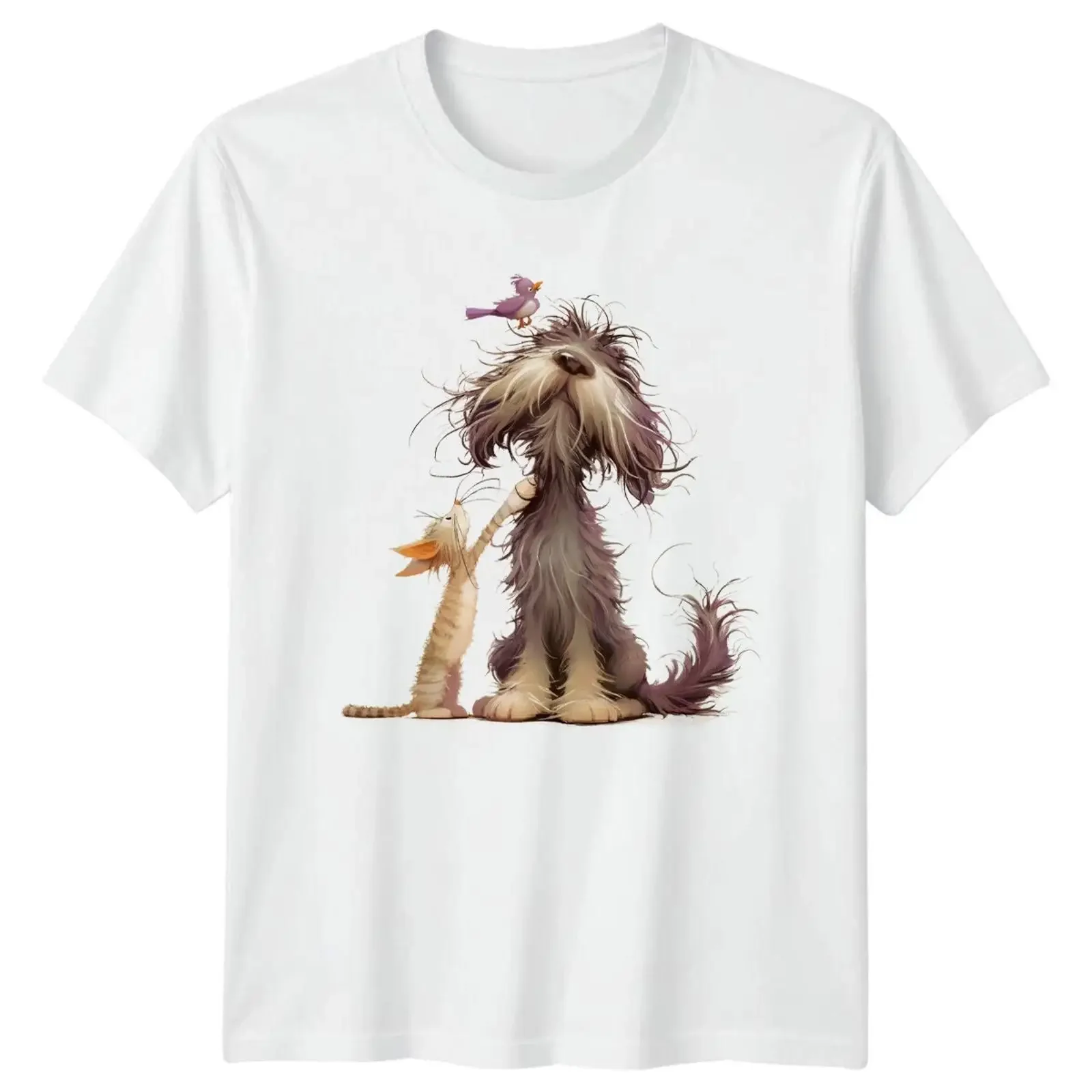 Shaggy Hund Katze Vogel Tiere Haustiere Herren T Shirt Damen Grafik Top vintage Washed homme Casual Versatile graphic