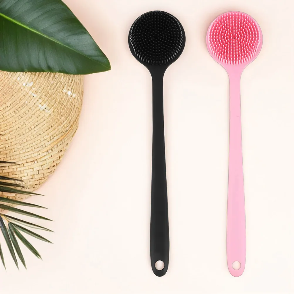 

Набор из 2 силиконовых щеток для спины с длинной ручкой, портативная щетка-мочалка для душа, отшелушивающий инструмент для мытья спины