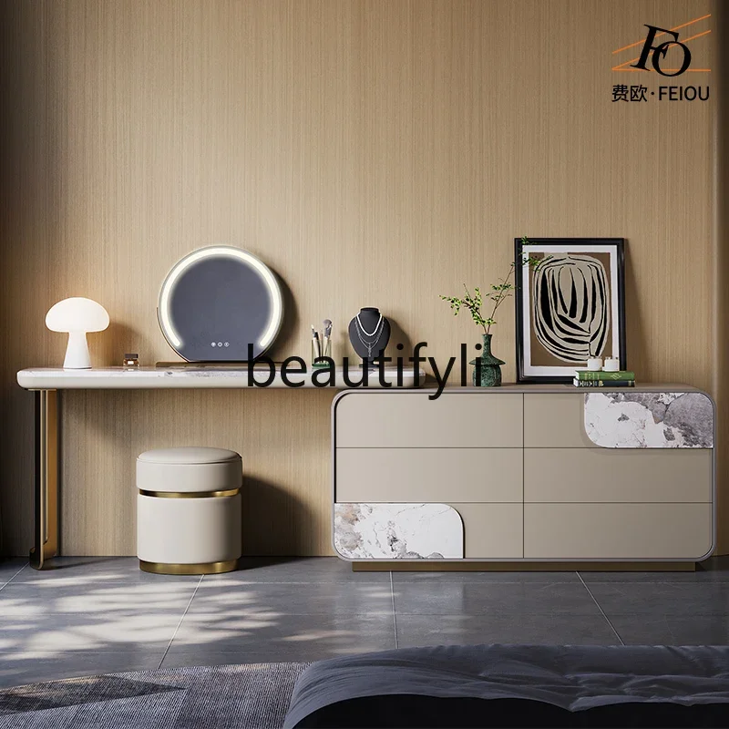 

Light luxury dresser custom marble premium villa large flat solid wood bedside chest desk2936