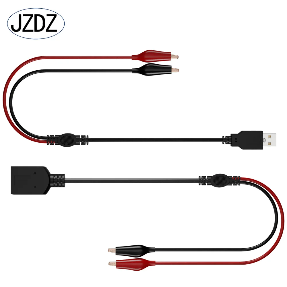 JZDZ 2pcs Alligator Clips to USB Male/Female Test Cable 56cm Electrical Connect Line Power Supply Adpater Wire J.70066