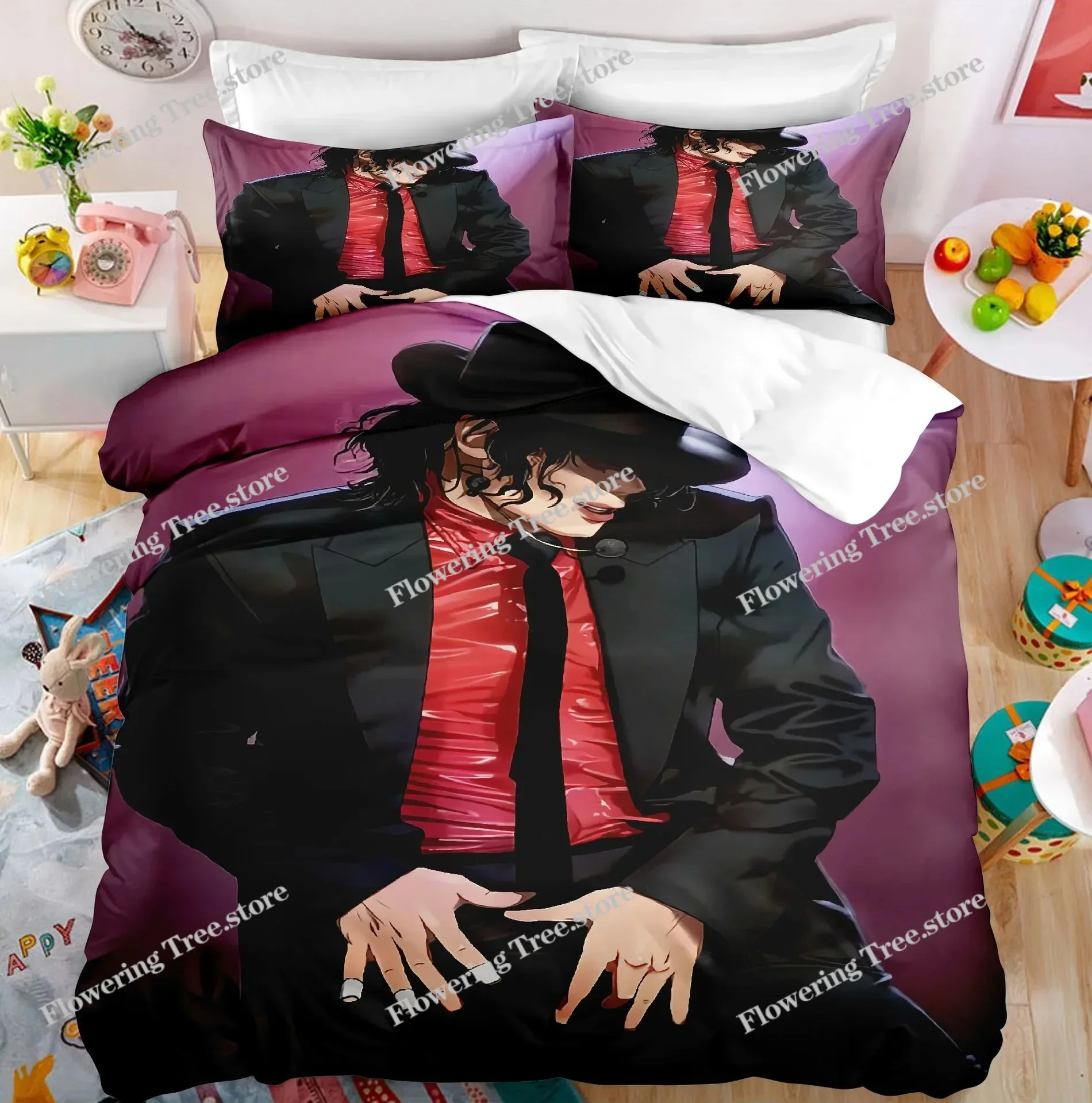 

Michael Jackson Bedding Set Single Twin Full King Size Musical Genius Bed Linen Adults Teens Bedroom Duvet Cover Set Super Star