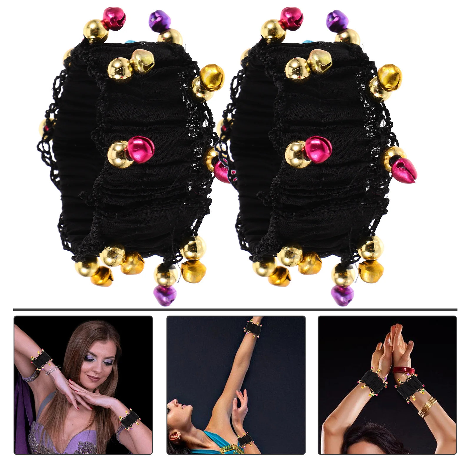 

1Pair Belly Dance Wrist Cuff Bell Bracelet Hand Chain Traditional Ethnic Dancing Supplies Costume Accessory Dance Wrist Cuff
