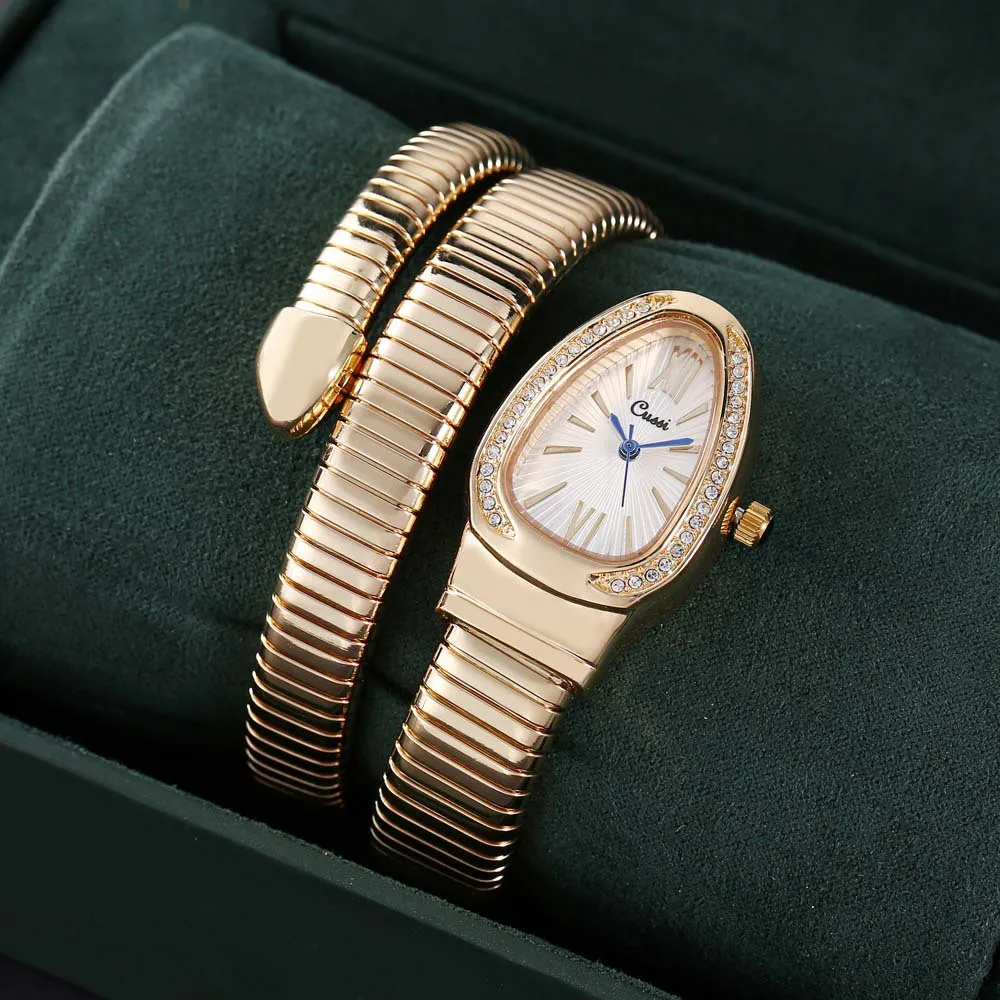 

Factory direct sales snake bracelet watch diamond ladies quartz watch fashion temperament watches suitable for party daily life