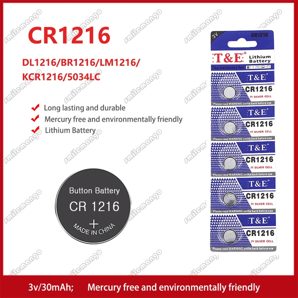 Bateria de Botão de Lítio CR1216, BR1216, LM1216, DL1216, CR 1216, 5034LC, ECR1216, Coin Cell, Baterias de Relógio, Brinquedo, Remoto, 2-50Pcs, 3V