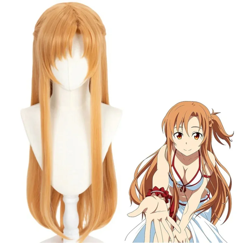 2025 22 Asuna السيف الفن على الانترنت تأثيري الاصطناعية شعر مستعار طويل مستقيم SAO أنيمي Coser التصميم نمط لطيف فتاة كوميك كون C